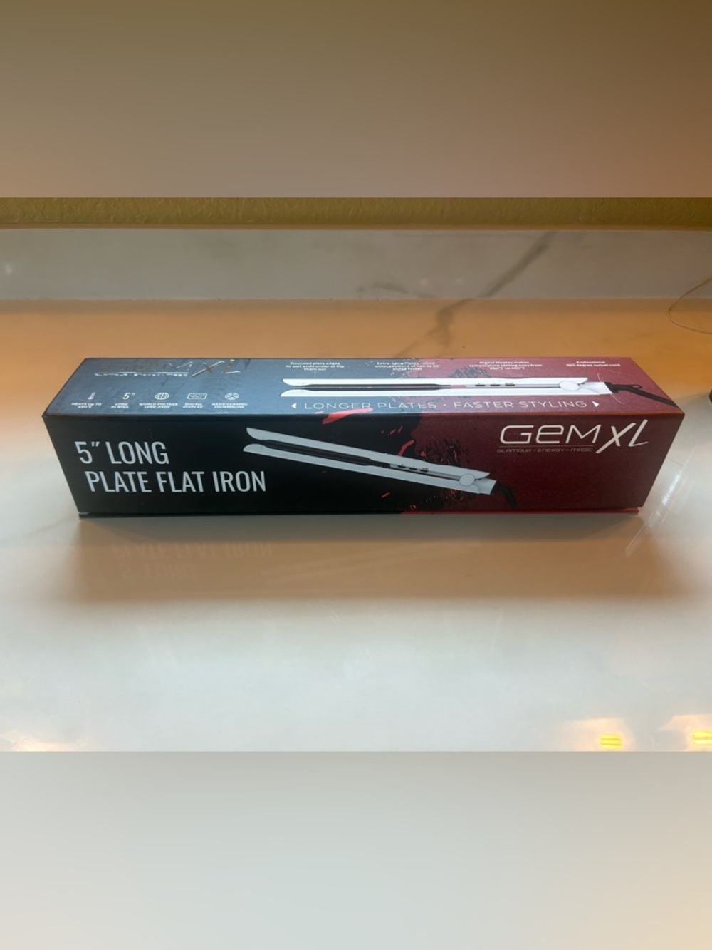 Gem XL Long Plate Flat Iron- NEW in Box!